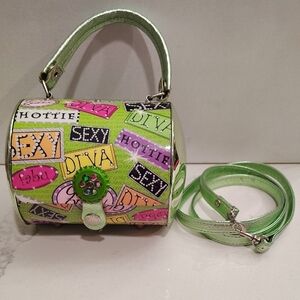 Prezzo Girl Cylinder Green Diva Jeweled Clasp Glam Queen Purse Tween